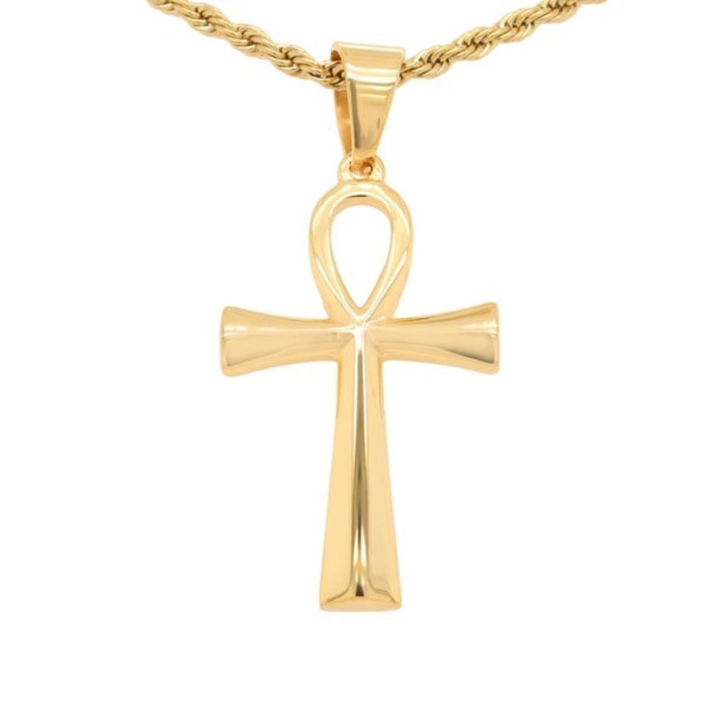 Men's Cross Pendant w/ Stainless Steel Rope Chain